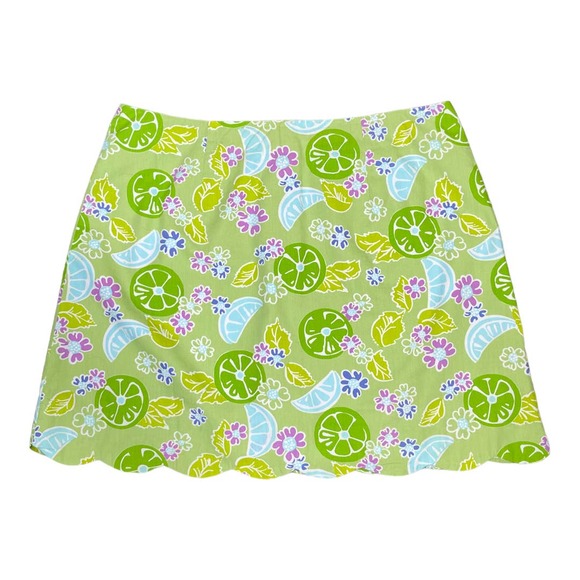 Lilly Pulitzer Dresses & Skirts - Vintage Lilly Pulitzer Guava Lime Twist Mini Skirt 4 Green Scallop 90s Margarita
